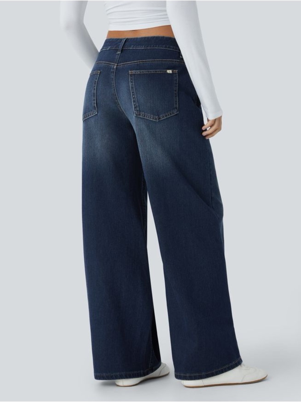 Halara Flex™ Asymmetric Low Rise Zipper Pockets Baggy Wide Leg Washed Casual SP - Picture 2 of 14